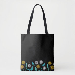 Spring Dandelion Flowers and Leaves Design Tote Bag