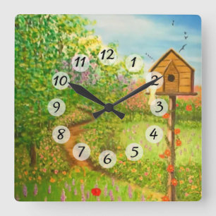 Spring Day Square Wall Clock