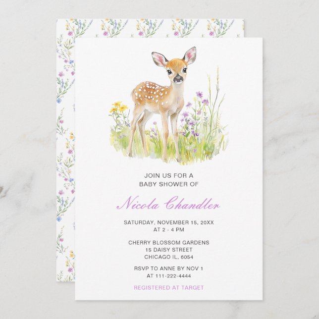 Spring Deer Baby Shower Invitation (Front/Back)
