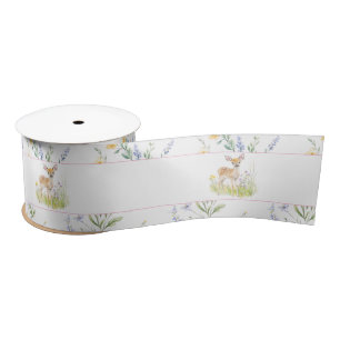 Spring Deer Baby Shower Satin Ribbon