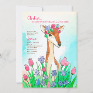 Spring Deer Birthday Party Invitation