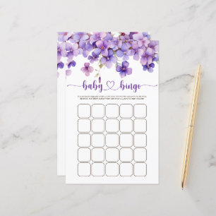 Spring Delicate Violet Flowers Baby Shower Bingo