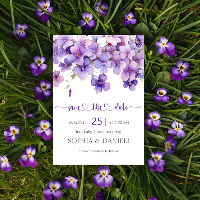 Spring Delicate Violet Flowers Baby Shower Save The Date (Spring Delicate Violet Flowers Baby Shower Save The Date)