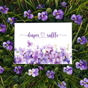 Spring Delicate Violet Flowers Diaper Raffle Enclosure Card
