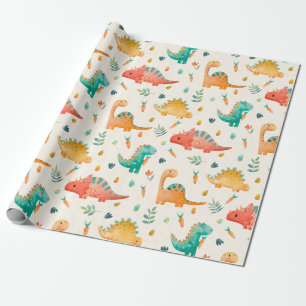 Spring Dinosaur Wrapping Paper