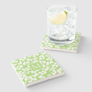 Spring Dogwood flower patterns custom monogram Stone Coaster
