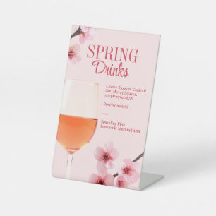 Spring Drinks Cocktail Bar or Table Brunch LTO Pedestal Sign