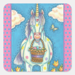 SPRING EASTER BASKET UNICORN, CUTE HORSE STICKERS