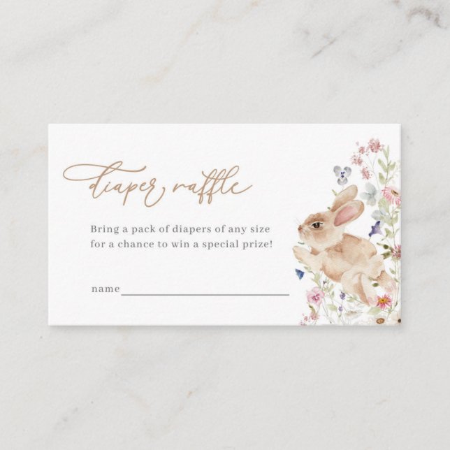 Spring Easter Bunny Baby Shower Diaper Raffle Card (Front)