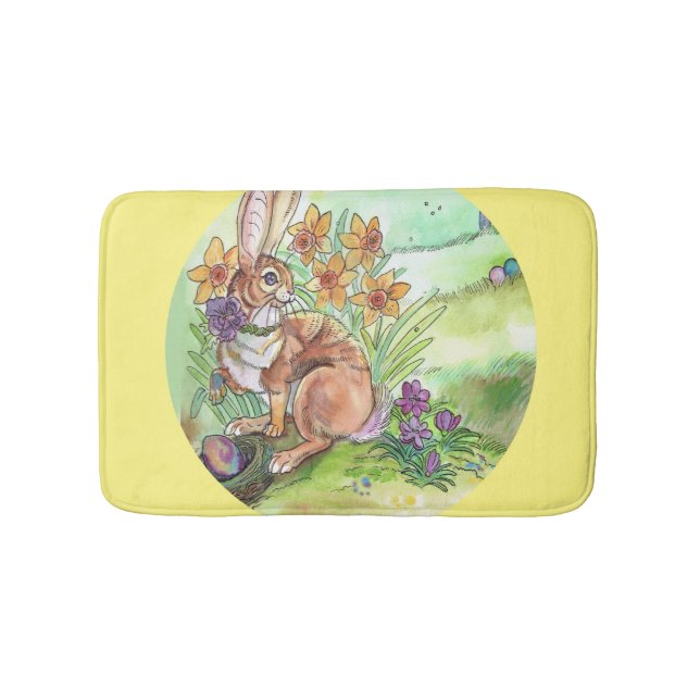Spring Easter Bunny Bath Mat (Front)