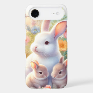 Spring Easter Bunny Family Floral Garden