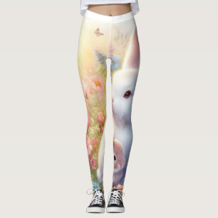 Spring Easter Bunny Family Floral Garden Leggings