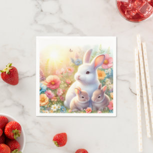 Spring Easter Bunny Family Floral Garden Napkin