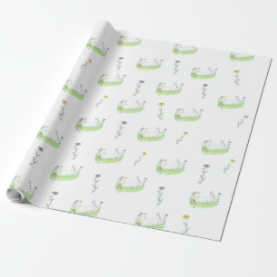 Spring Easter Bunny Meadow Watercolor Art Pattern Wrapping Paper