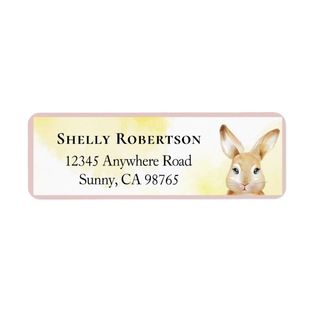 Spring Easter Bunny Watercolor Address Labels (Front)