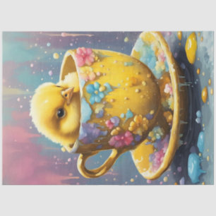 Spring Easter Chick in a Teacup Tissue Paper