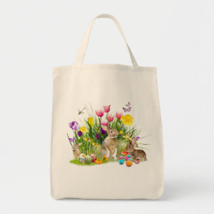 Spring/ Easter Egg Hunt Floral Tote Bag