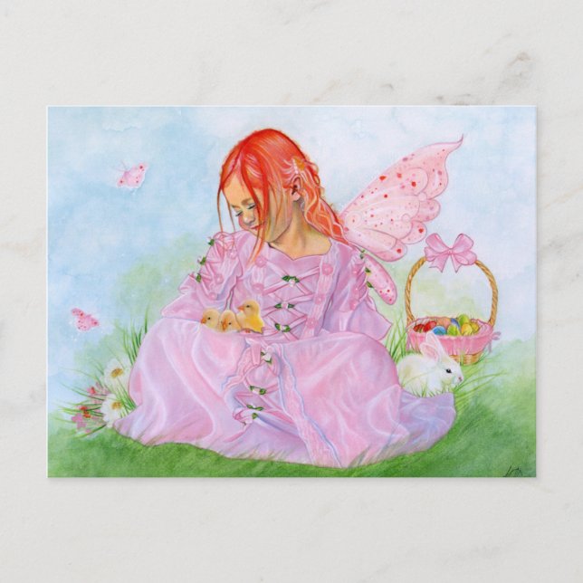 Spring Easter Fairy Bunny Postcard (Front)