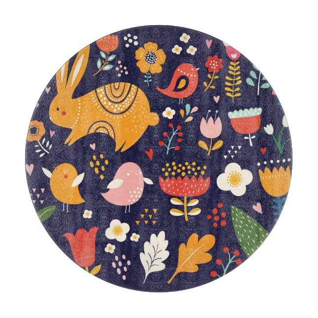 Spring Easter: flowers, bunnies collection Cutting Board (Front)