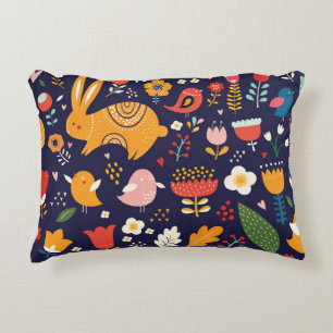 Spring Easter: flowers, bunnies collection Decorative Cushion