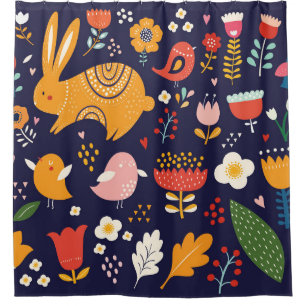 Spring Easter: flowers, bunnies collection Shower Curtain