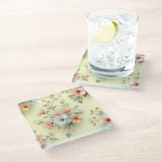 Spring Easter Flowers Glass Coaster