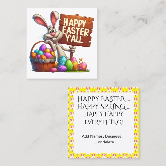 Spring Easter Handout - See Back!  Square Business Card (Front/Back)
