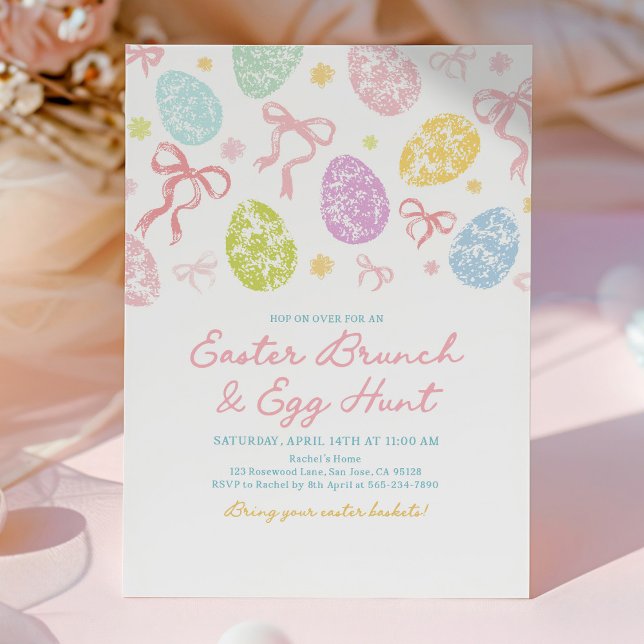 Spring Easter Invitation, Hand-Drawn Bunny Invitation (Creator Uploaded)