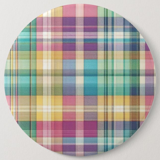 Spring/Easter pastel plaid/tartan  6 Cm Round Badge (Front)