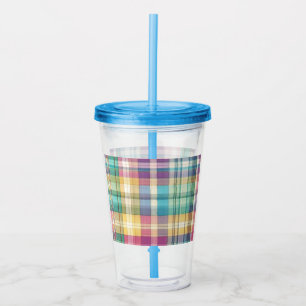 Spring/Easter pastel plaid/tartan Acrylic Tumbler