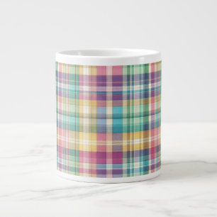 Spring/Easter pastel plaid/tartan  Large Coffee Mug