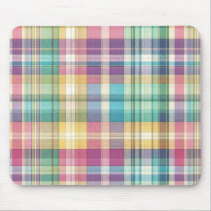 Spring/Easter pastel plaid/tartan Mouse Pad