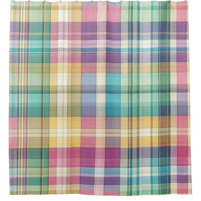 Spring/Easter pastel plaid/tartan  Shower Curtain (Front)