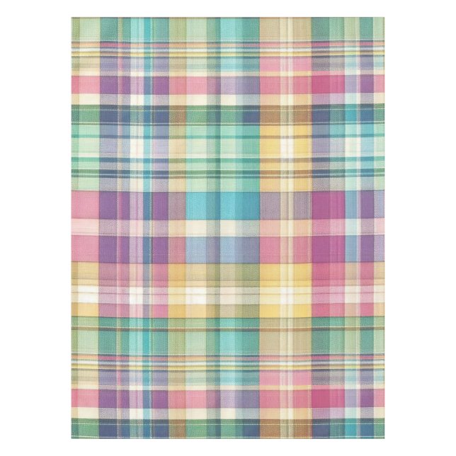 Spring/Easter pastel plaid/tartan  Tablecloth (Front)