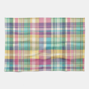 Spring/Easter pastel plaid/tartan  Tea Towel