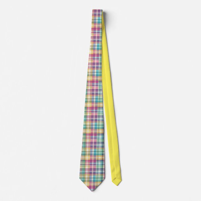 Spring/Easter pastel plaid/tartan  Tie (Front)