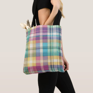 Spring/Easter pastel plaid/tartan Tote Bag