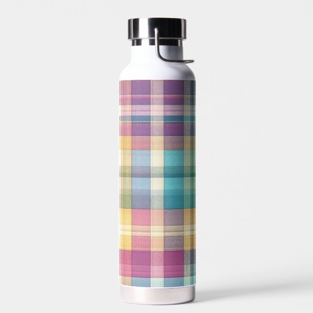 Spring/Easter pastel plaid/tartan  Water Bottle (Left)