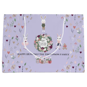 Spring Eggs Bunny Wildflowers Personalised Easter Large Gift Bag