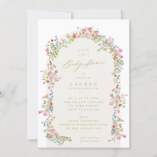 Spring Elegant Dainty Floral Arch Baby Shower Invitation