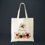 Spring Elegant Floral Bridesmaid Tote Bag<br><div class="desc">This spring elegant floral bridesmaid tote bag is the perfect wedding gift to present your bridesmaids and maid of honour for a simple wedding. The design features Pink,  blush,  red,  blue and burgundy hand-painted beautiful flowers coupled with green foliage.</div>