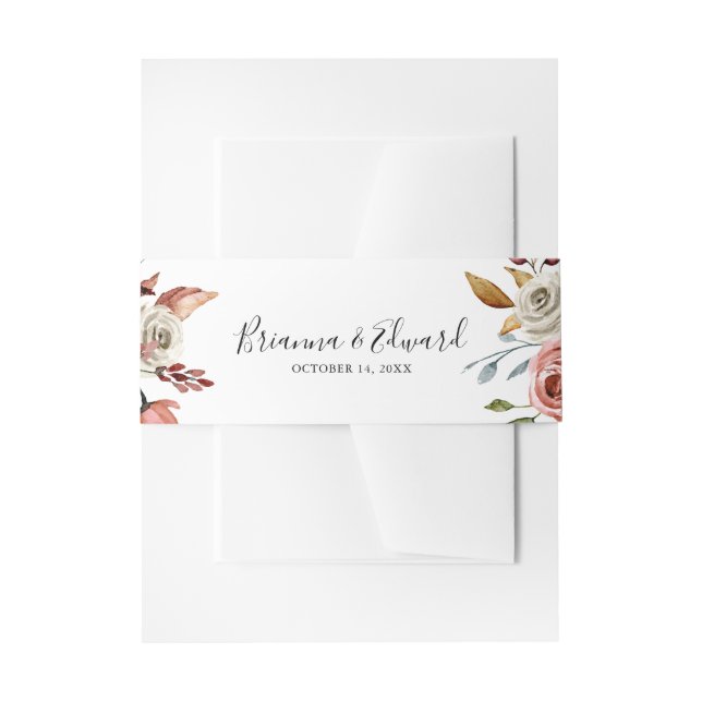 Spring Elegant Floral Wedding Invitation Belly Band (Front Example)