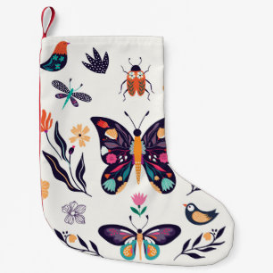 Spring Elements Butterflies Birds Flowers Small Christmas Stocking