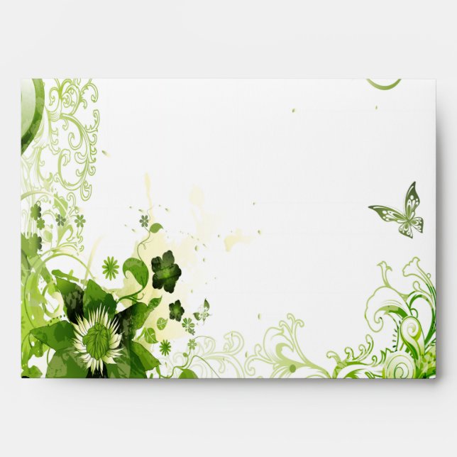 Spring Emerald Green Floral Envelope (Front)