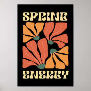 Spring Energy Retro Floral Design Vintage Abstra Poster