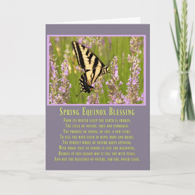 Spring Equinox Blessings Butterfly Ostara Card (Front)