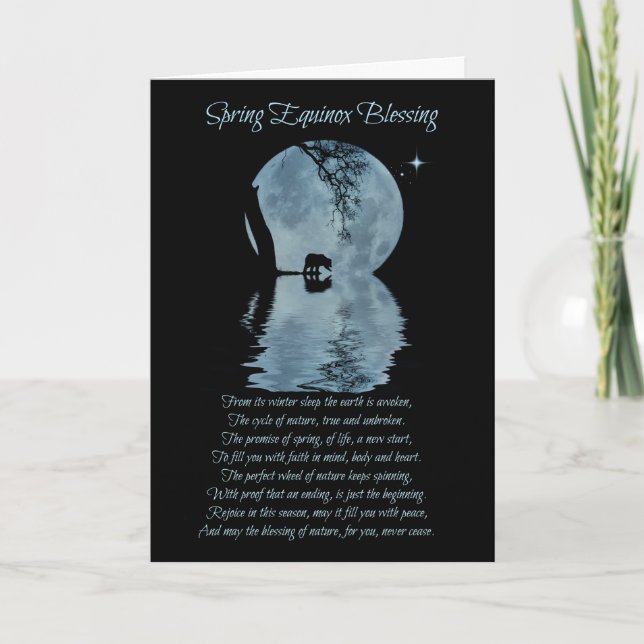 Spring Equinox Blessings Card with Bear (Front)