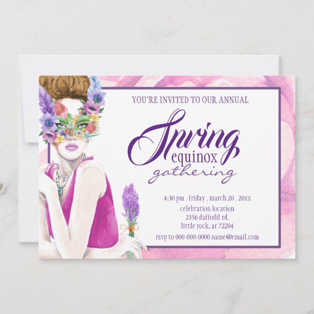 Spring Equinox Flower Maiden Party Invitation (Front)