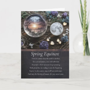 Spring Equinox Ostara with Globe Moon Crystals  Card
