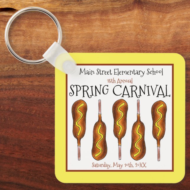 Spring Fair Carnival Festival Corn Dog Corndog Key Ring (Front)